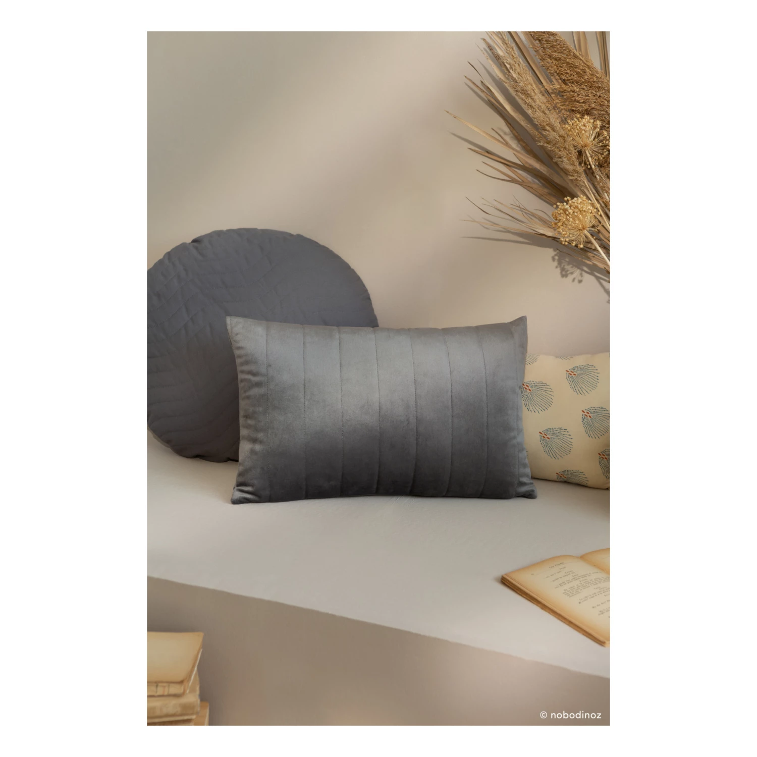 Budget β€οΈ Deals 𧨠Akamba Large Velvet Cushion Slate grey Nobodinoz Design Children π― 𧨠- Image 2
