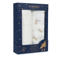 Brand new 🛒 Discount ✔️ Butterfly Organic Cotton Double Muslin Swaddling Cloths 100 x 120 cm - Set of 2 Cream Nobodinoz Design Baby 👏 🌟