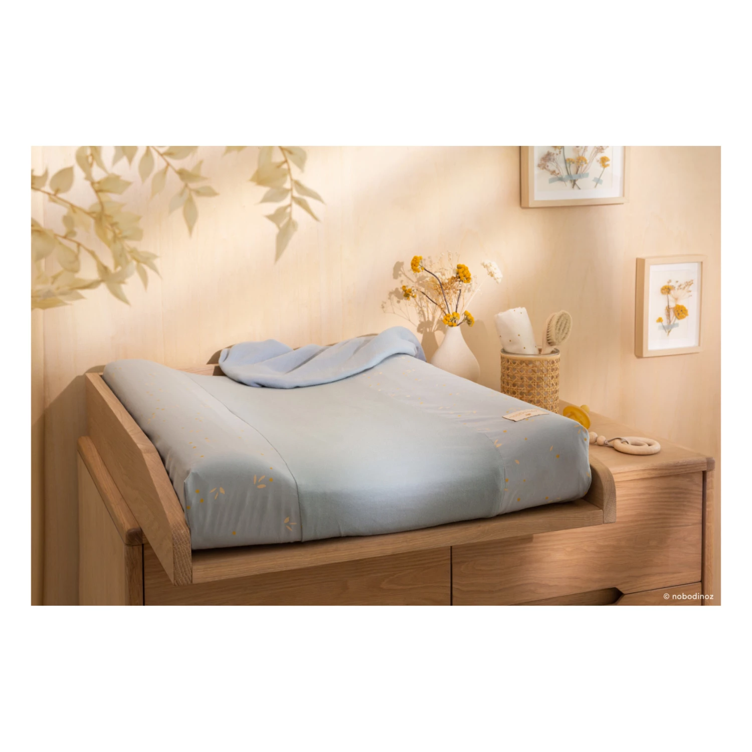 New π Best Pirce β Calma Organic Cotton Changing Mat Cover Pale blue Nobodinoz Design Baby βοΈ π - Image 2