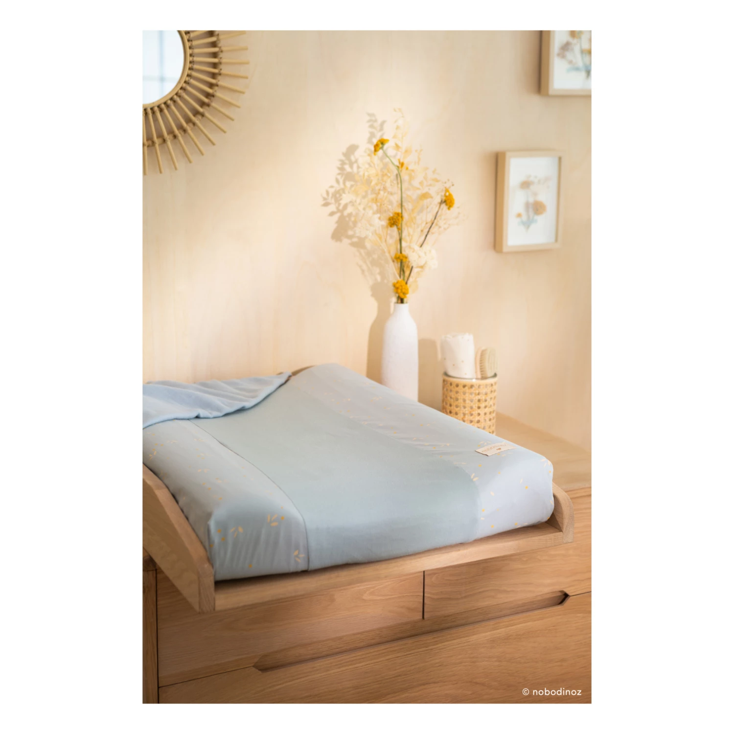 New π Best Pirce β Calma Organic Cotton Changing Mat Cover Pale blue Nobodinoz Design Baby βοΈ π - Image 3