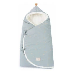 Best deal 🔔 Wholesale 👍 Cozy Organic Cotton, Polar Fleece-lined Baby Nest Pale blue Nobodinoz Design Baby 💯 💯