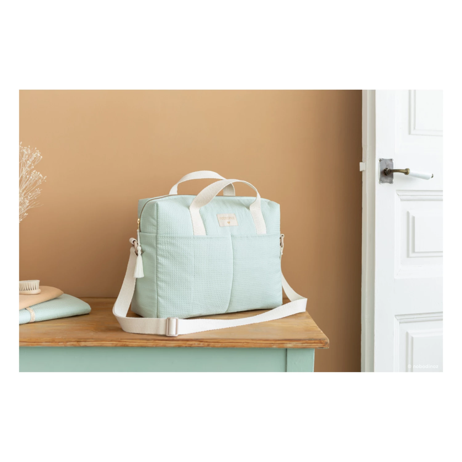 Cheapest π Best reviews of π€© Gala Organic Cotton Changing Bag Almond green Nobodinoz Design Baby π₯° π€© - Image 2