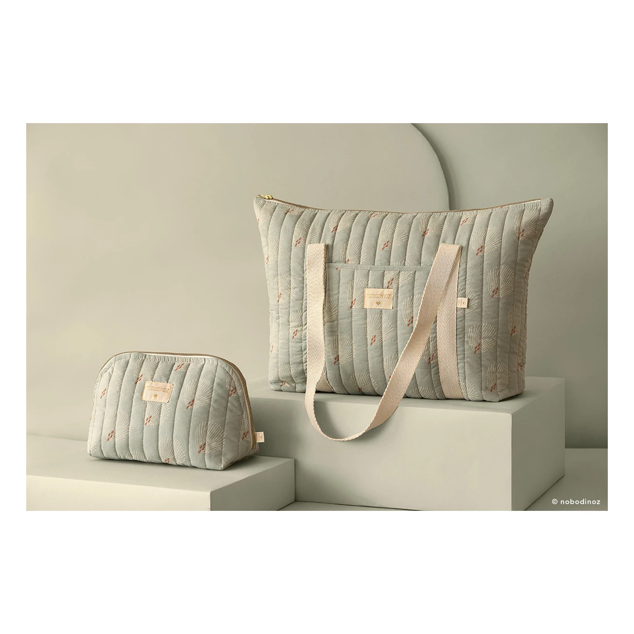 Outlet π Best Sale βοΈ Holiday Gatsby organic cotton toiletry bag Green water Nobodinoz Design Baby, Children π β¨ - Image 5