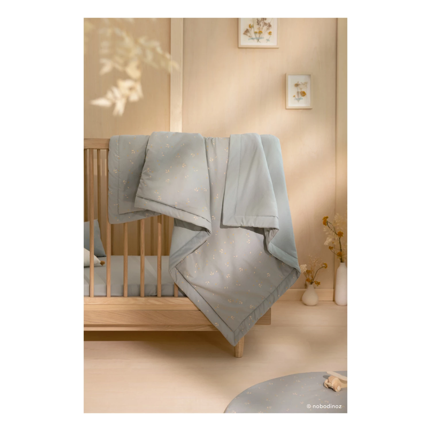 Deals π Deals π Laponia Willow Organic Cotton Blanket Pale blue Nobodinoz Design Baby β π - Image 3