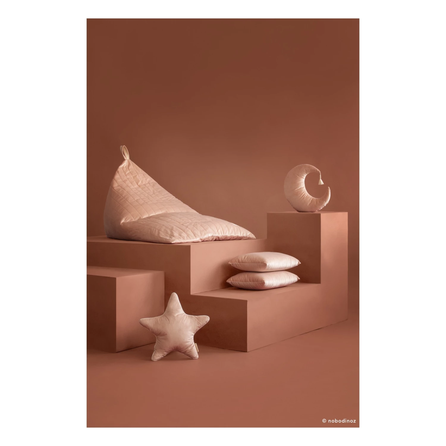 Best Pirce β Best deal π Large Akamba Velvet Cushion Pink Nobodinoz Design Children, Adult 𧨠⨠- Image 4