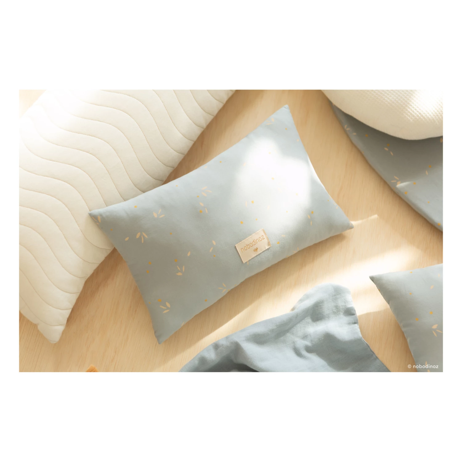 Brand new π₯ Best reviews of π Laurel Willow Organic Cotton Cushion 22 x 35cm Pale blue Nobodinoz Design Baby π π - Image 2