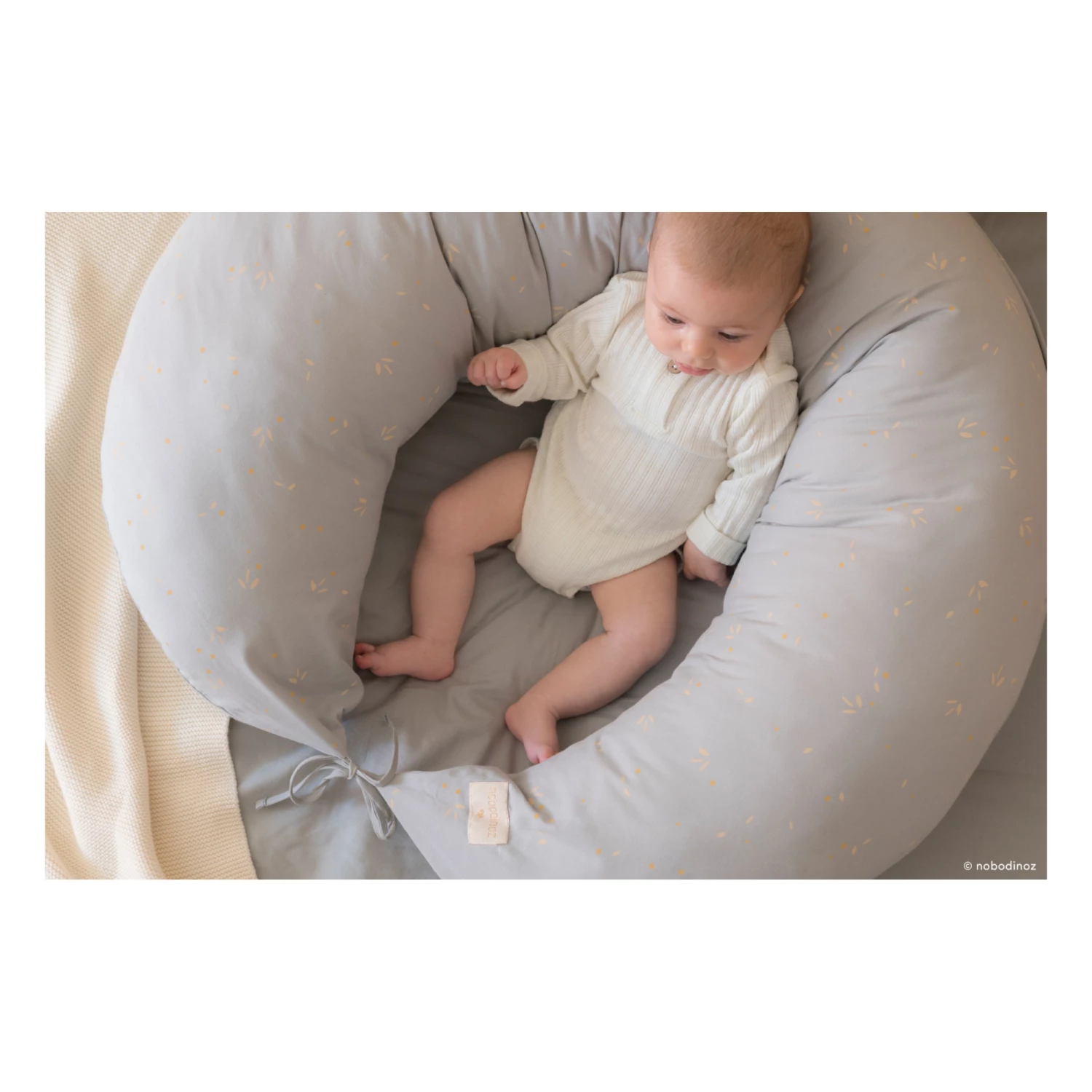 Outlet π₯ Best Sale βοΈ Luna Willow Organic Cotton Nursing Pillow Pale blue Nobodinoz Design Baby π π - Image 2