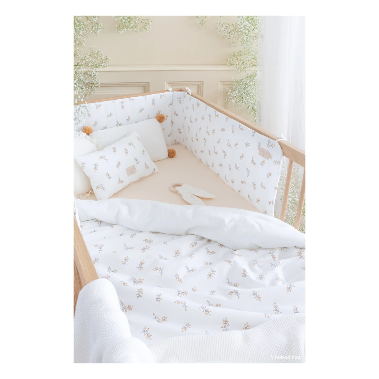 Best deal π Best Sale π Nest Flore Organic Cotton Bed Bumper Cream Nobodinoz Design Baby βοΈ β - Image 2