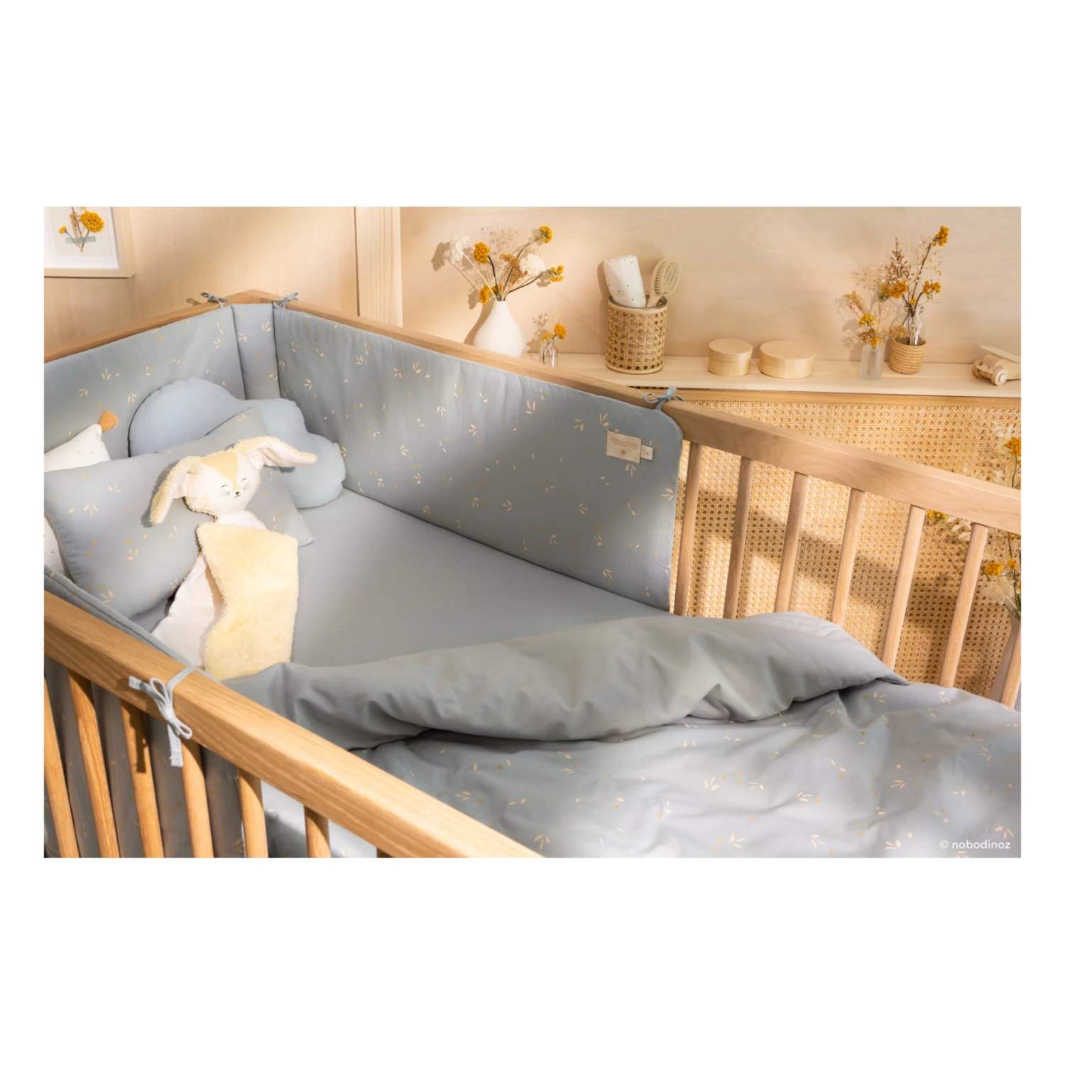 Cheapest π Best Pirce β¨ Nest Organic Cotton Bed Bumber Pale blue Nobodinoz Design Baby π π - Image 2