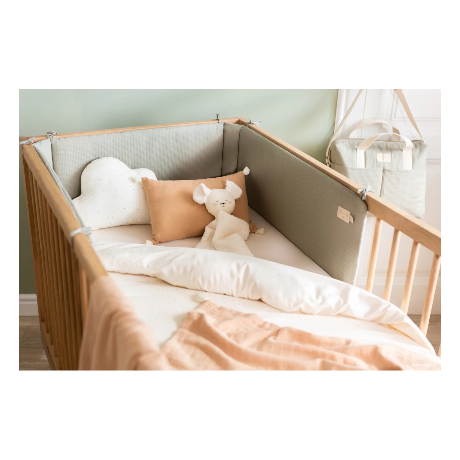 Wholesale π Best Sale β€οΈ Nest Organic Cotton Cot Bumper Sage Nobodinoz Design Baby π β¨ - Image 2