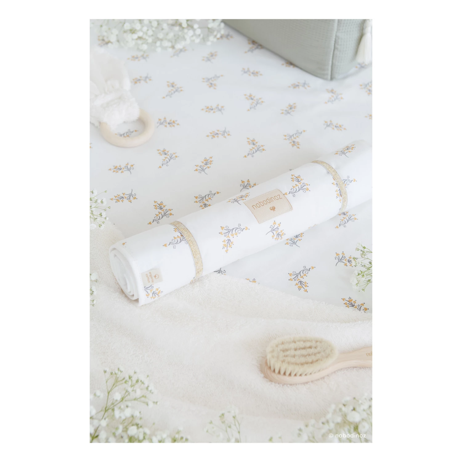 Best Sale βοΈ New π Nomad Flore Organic Cotton Changing Mat Cream Nobodinoz Design Baby π₯ π₯° - Image 2