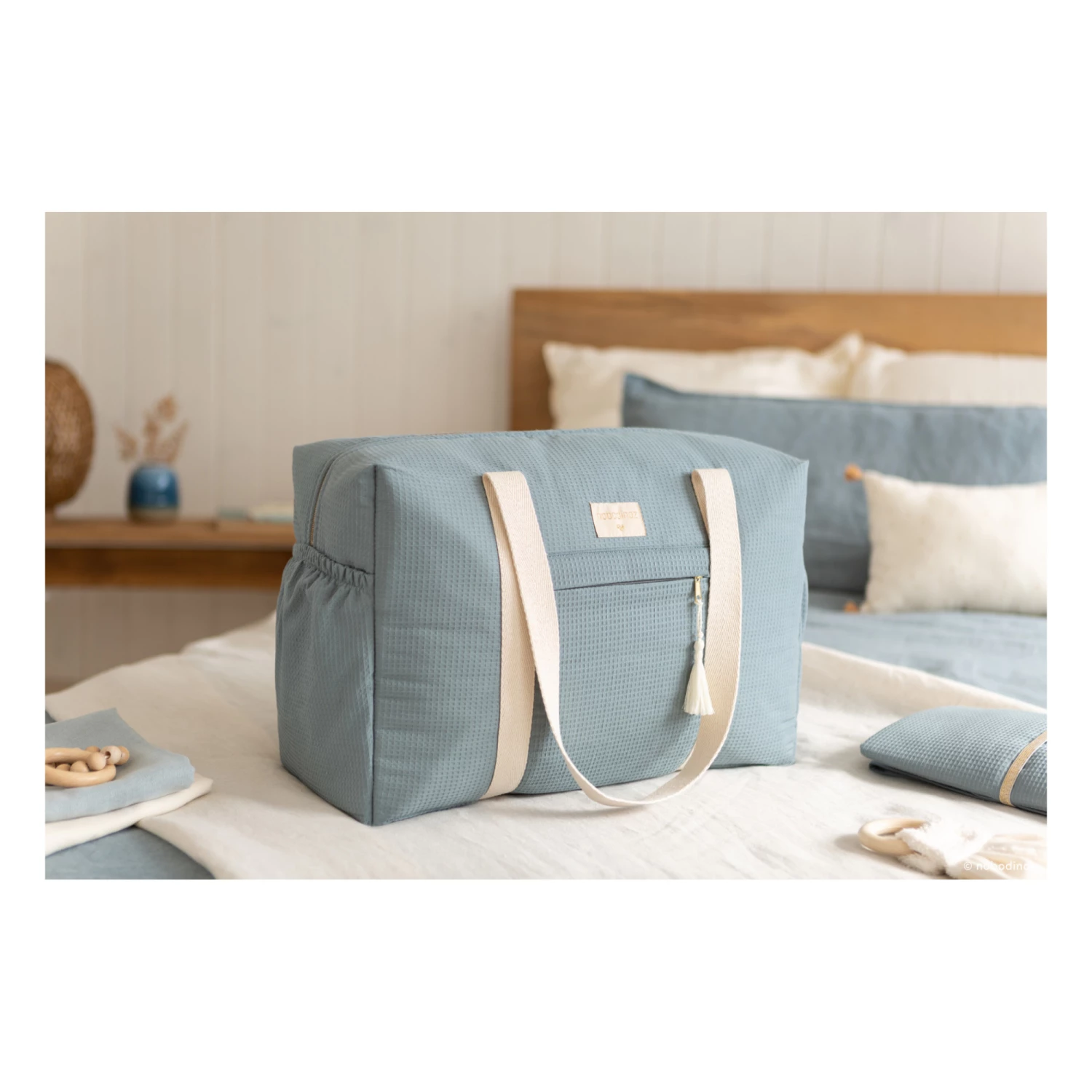 Cheap 𧨠Brand new π― Opéra Organic Cotton Maternity Bag Blue Nobodinoz Design Baby π βοΈ - Image 2