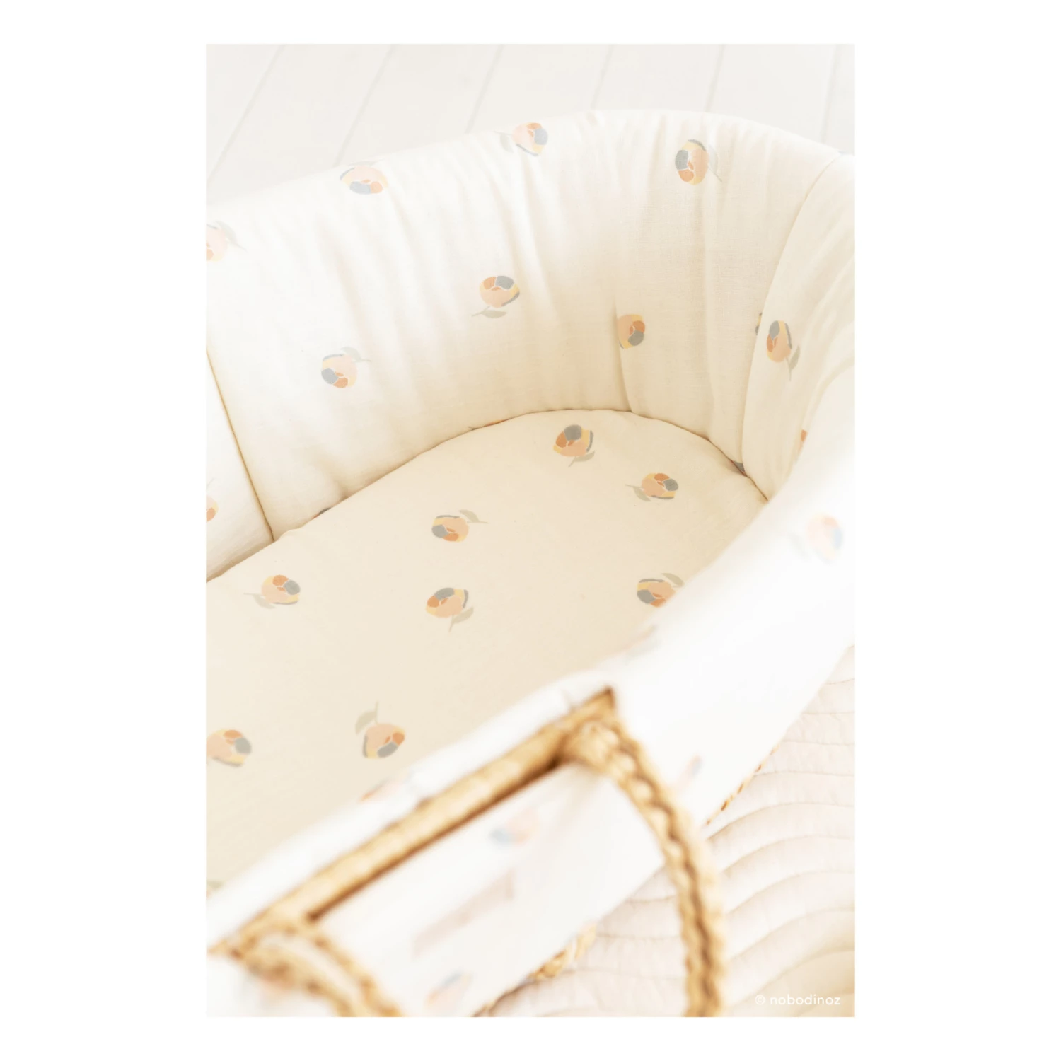 Cheapest π Discount β Organic Cotton Quilted Linen for Moses Basket Cream Nobodinoz Design Baby π π - Image 8