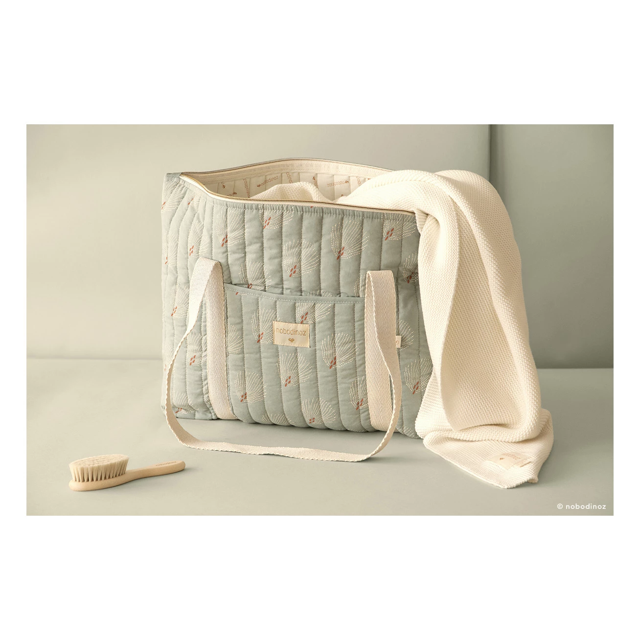 Budget π Buy β€οΈ Paris Gatsby maternity bag in organic cotton Green water Nobodinoz Design Baby π π - Image 2