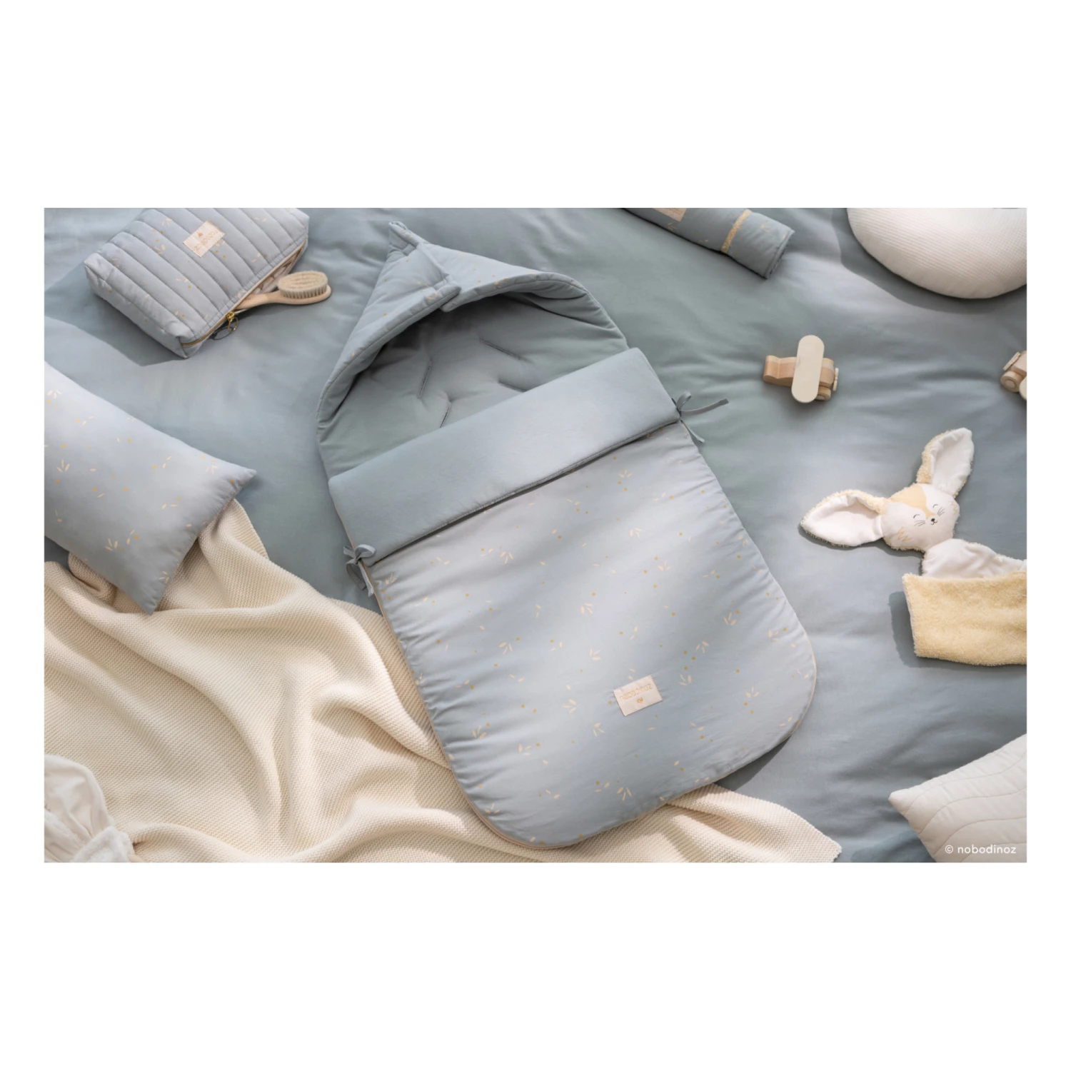 Best Sale π Discount β¨ Passegiata Willow Organic Cotton Baby Nest Pale blue Nobodinoz Design Baby π π - Image 2