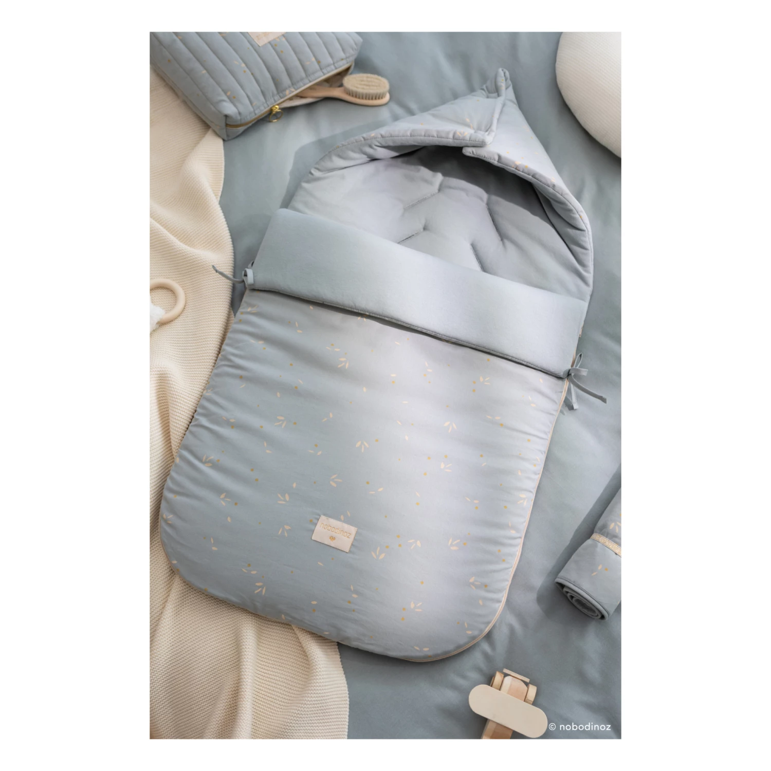 Best Sale π Discount β¨ Passegiata Willow Organic Cotton Baby Nest Pale blue Nobodinoz Design Baby π π - Image 3