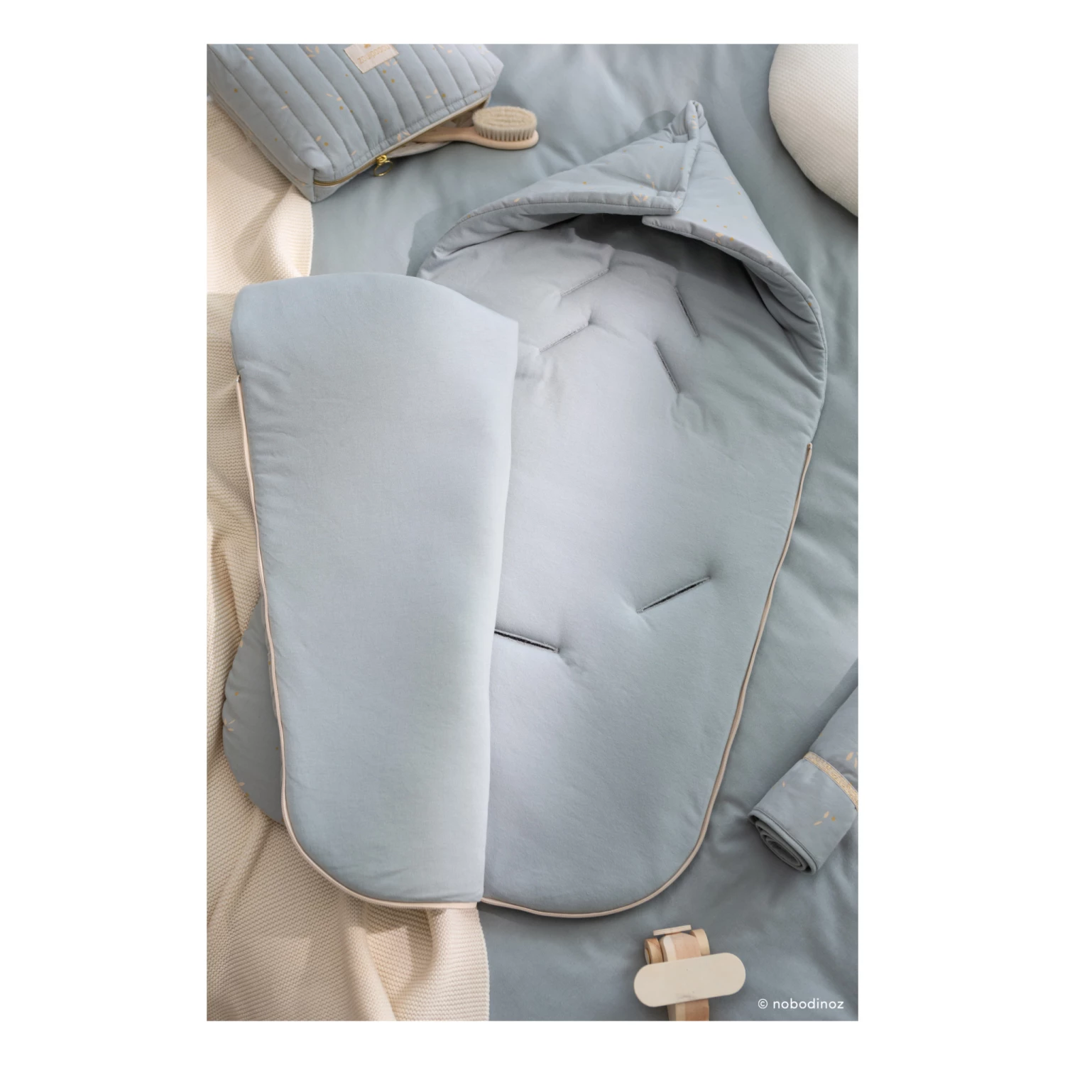 Best Sale π Discount β¨ Passegiata Willow Organic Cotton Baby Nest Pale blue Nobodinoz Design Baby π π - Image 4