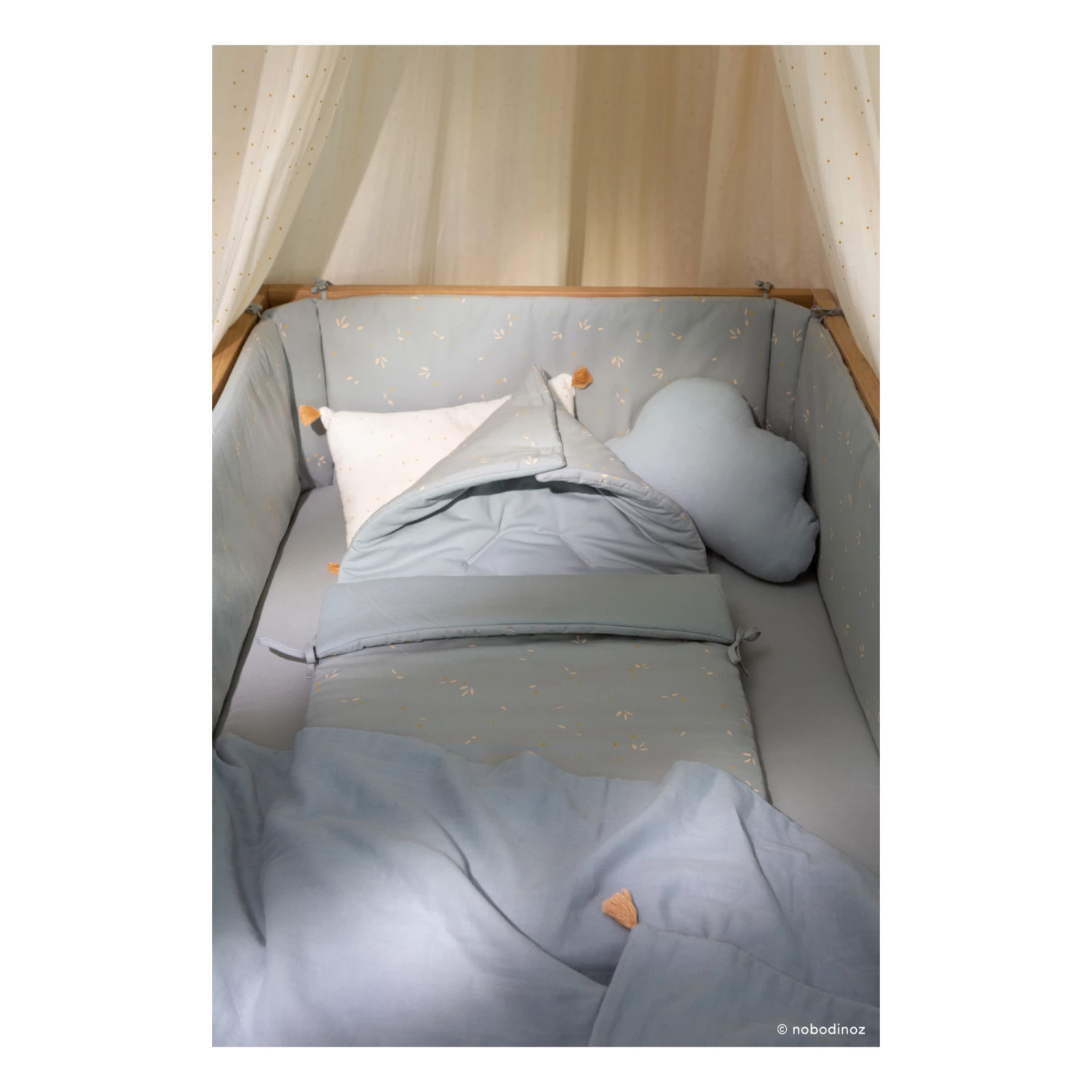 Best Sale π Discount β¨ Passegiata Willow Organic Cotton Baby Nest Pale blue Nobodinoz Design Baby π π - Image 6