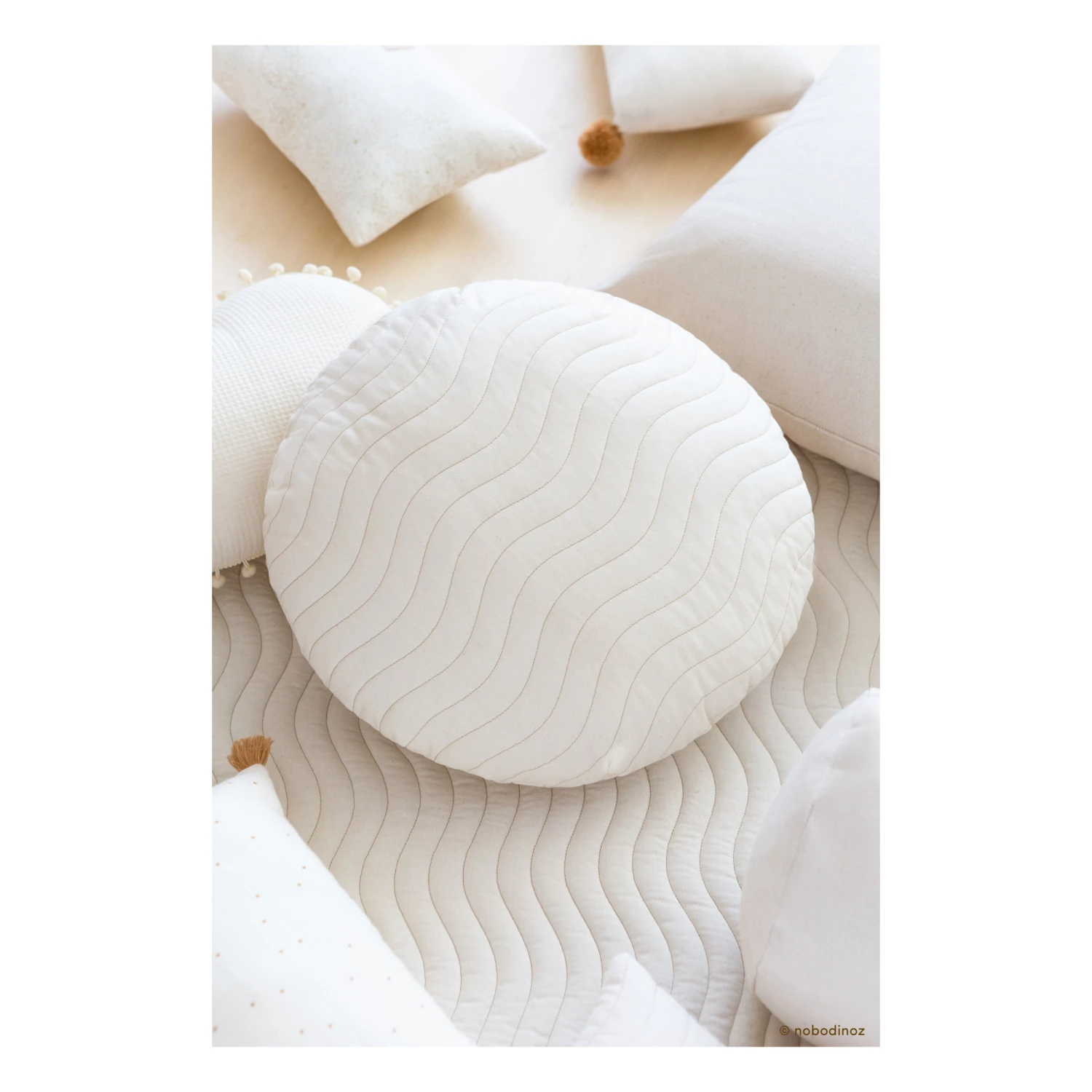 Cheap π Coupon 𧨠Sitges Round Cushion Natural Nobodinoz Design Baby, Children π€© π - Image 2