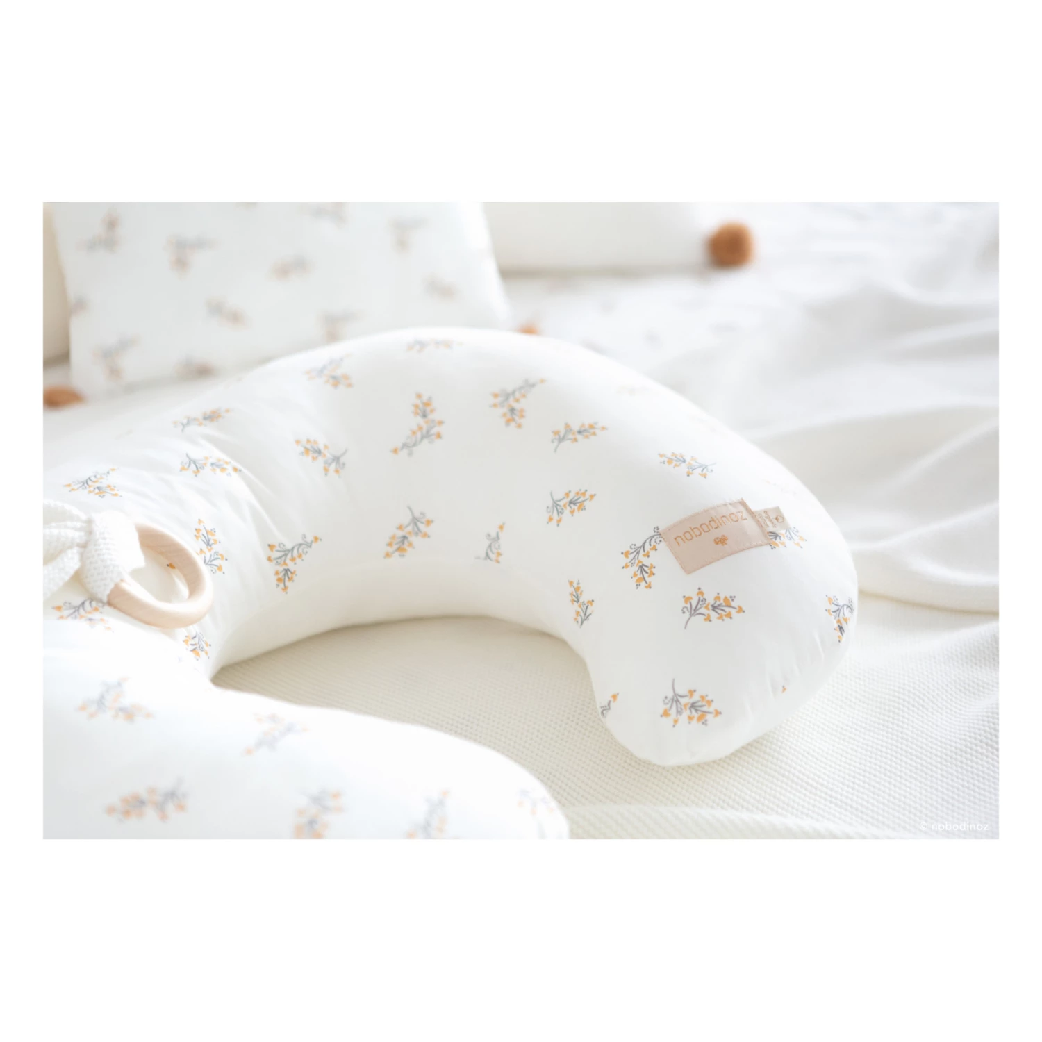 Cheap 𧨠Best Pirce β¨ Sunrise Flore Organic Cotton Breastfeeding Cushion Cream Nobodinoz Design Baby π π - Image 3