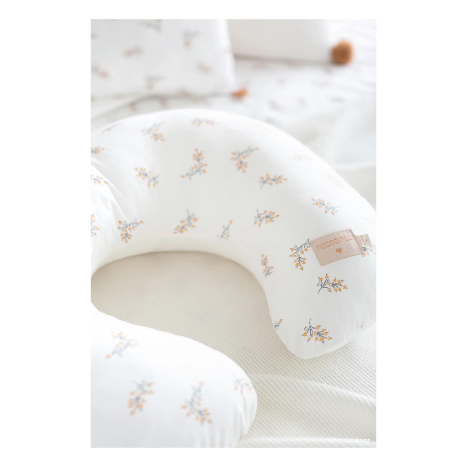 Cheap 𧨠Best Pirce β¨ Sunrise Flore Organic Cotton Breastfeeding Cushion Cream Nobodinoz Design Baby π π - Image 4