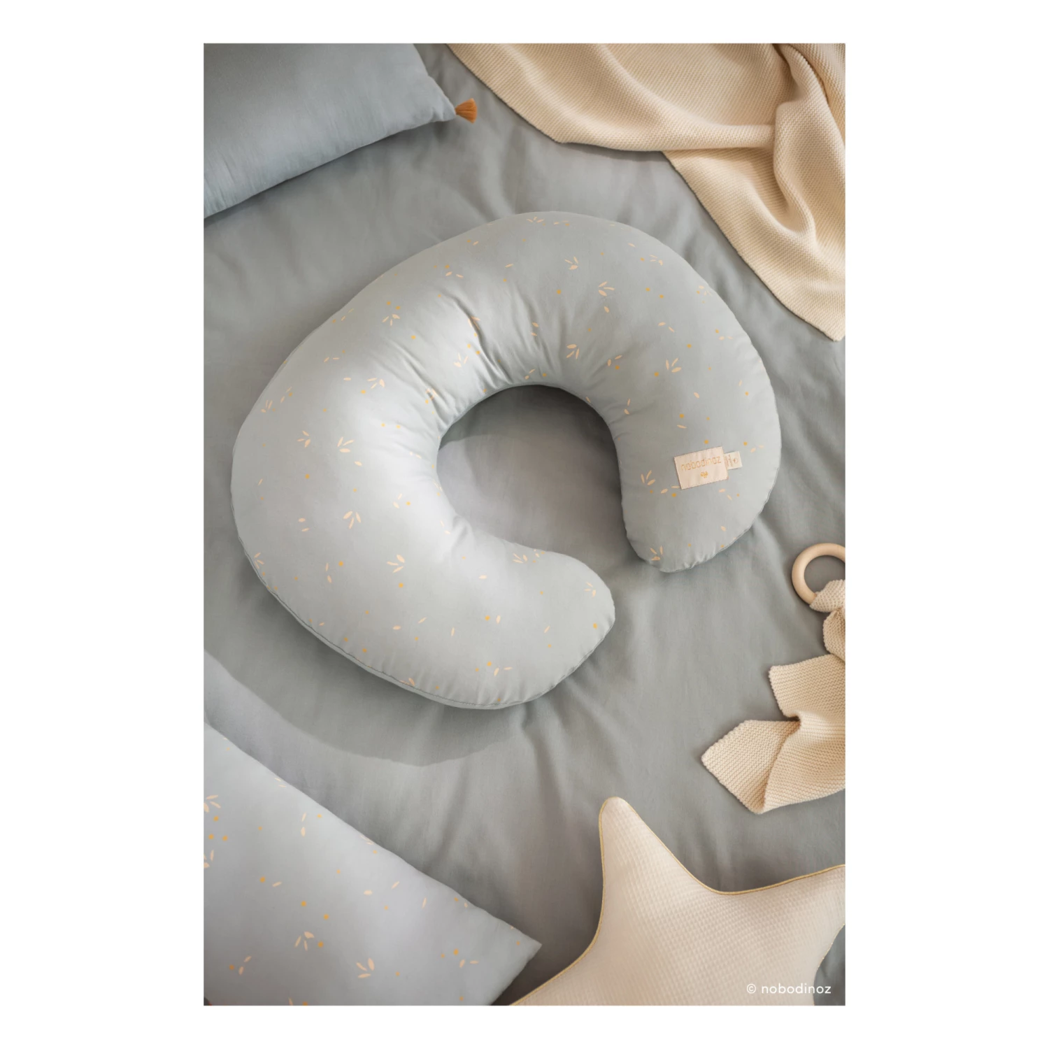 Budget π Best Pirce π Sunrise Willow Organic Cotton Nursing Pillow Pale blue Nobodinoz Design Baby π π - Image 3